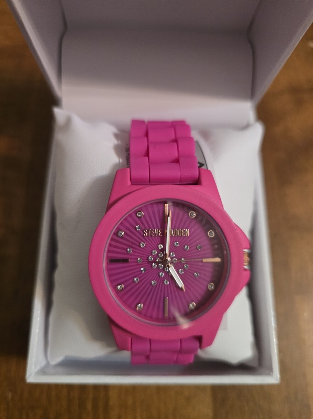 Steve Madden Hot Pink Crystal Accent Women's Watch